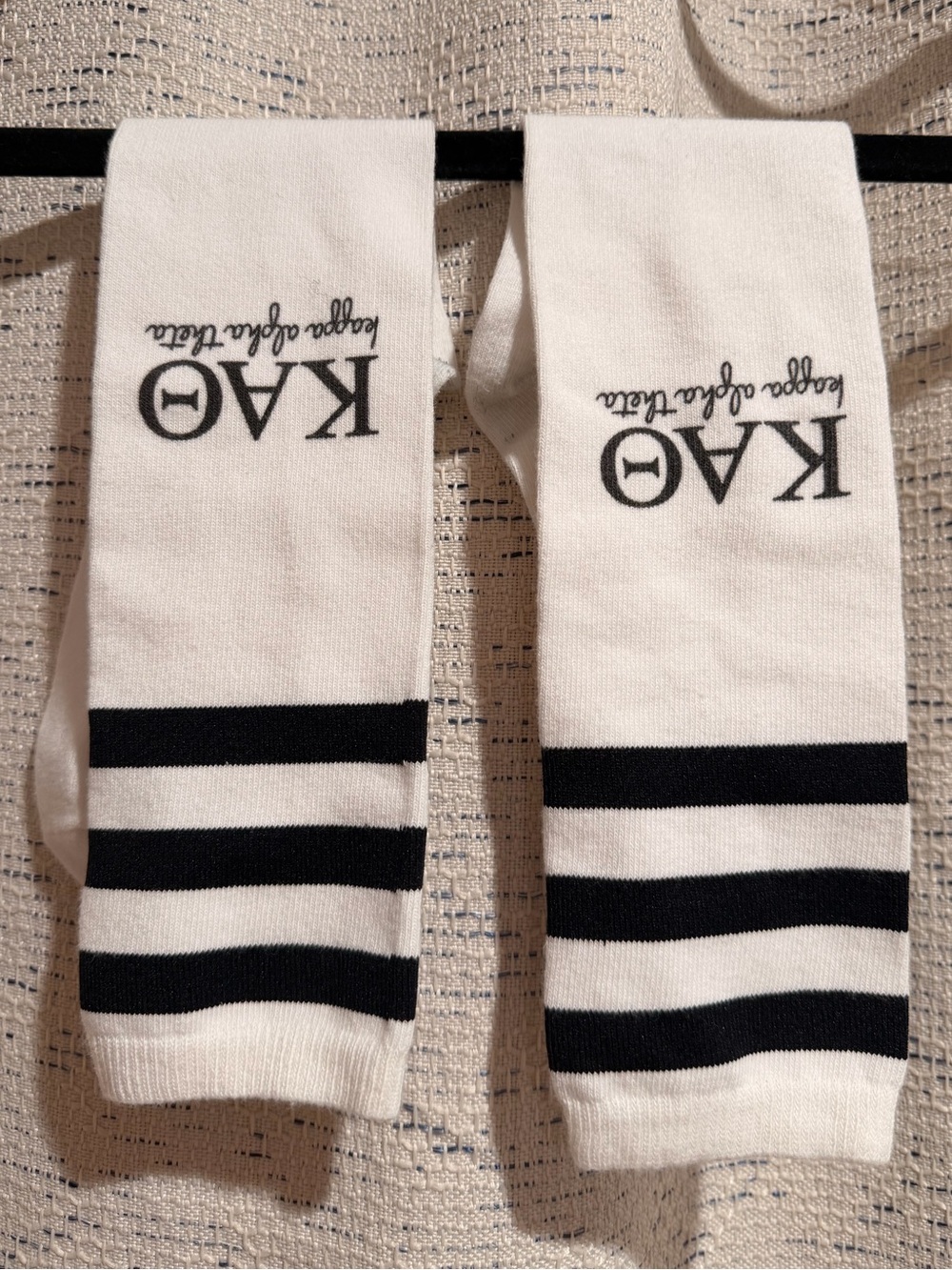 Kappa Alpha Theta White & Black Striped Crew Socks